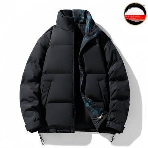 Giacca Imbottita da Uomo Personalizzabile, Ispessita e Antivento per l'Inverno, Design Caldo e Alla Moda con Colletto Alto - Product Image 2