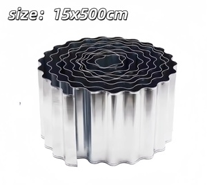 15cm Roll-Up Type Wave Silver Color Galvanised <b>Metal</b> Corrugated Garden Lawn <b>Edging</b> for Lawns <b>Borders</b> - Product Image 2