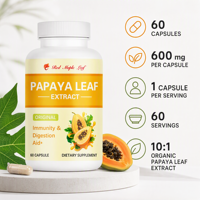 Capsules d'extrait de feuille de papaye 600mg 10:1, complément alimentaire à base de plantes pour un mode de vie actif