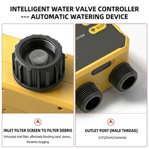 Contrôleur de vanne <span class=keywords><strong>d</strong></span>'eau solaire micro-asperseur connecté en Wi-Fi avec capteur de pluie et minuterie à batterie intégrée pour jardin, piscine et potager - Product Image 6