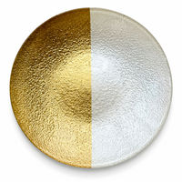 Assiette à dessert martelée en verre bicolore or et argent de 215 mm, sans plomb, pour hôtels et bars, avec logo personnalisé, OEM, vente en gros