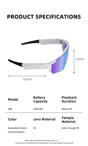 Gafas Inteligentes con Marco Interno Desmontable Aptas para Miopía, Cámara HD de 8MP, Llamadas para Uso Diario en la Oficina, Viajes, Conducción, Deportes al Aire Libre - Product Image 6