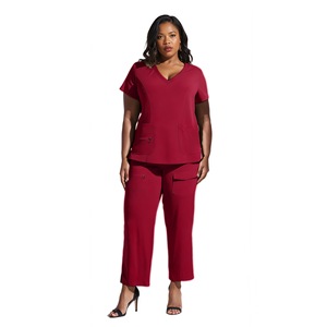 Women's Scrub Set Purple V-Neck Short Sleeve With Pockets Hospital Uniforms - Product Image 4