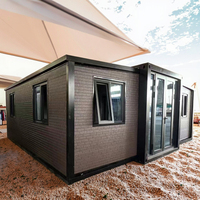 Villa moderne en acier pliable préfabriquée à 2 ou 3 chambres pour usage commercial, maison conteneur extensible de 20 pieds avec toilettes
