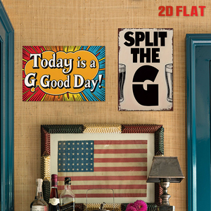 Ensemble de panneaux métalliques vintage et amusants « Split the Beer Today Is a Good Day », décoration murale rétro pour bar ou « man cave » - Product Image 2