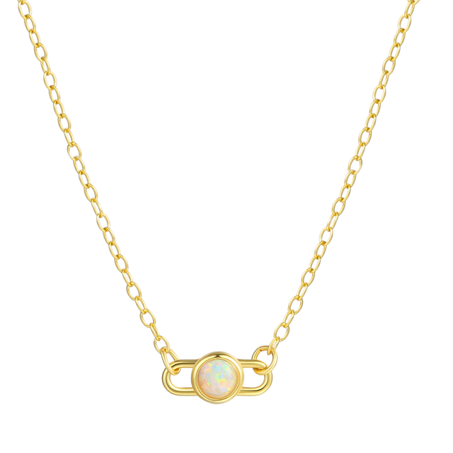 Imported Opal Classic Elegant Pendant Necklace Gold Plated Charming Gemstone Jewelry for Women