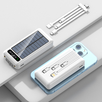 Power Bank Tenaga Surya Kapasitas Tinggi 10000mAh/20000mAh Pengisian Cepat Layar LED Untuk Penggunaan Luar Ruangan/Berkemah Dilengkapi Kabel Pengisian Multi Terintegrasi