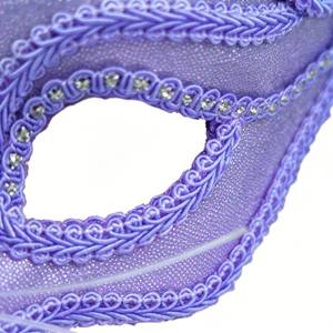 Máscara de media cara con diamantes de imitación de gato morado para disfraz de fiesta, Halloween, carnaval. - Product Image 3