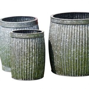 Zinc oval galvanized garden containers Rustic outdoor freestanding <b>planters</b> Top selling zinc metal <b>planters</b> - Product Image 1