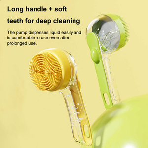 Brosse de bain pour chien et chat avec manche en plastique, peut contenir du <span class=keywords><strong>shampoing</strong></span>, outil de massage et de nettoyage - Product Image 3