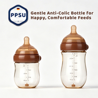 Biberon PPSU pour bébé, 160 ml (5 oz), col large, anti-colique, tétine en silicone ressemblant à un sein, nouveau-né, sans BPA, vente chaude