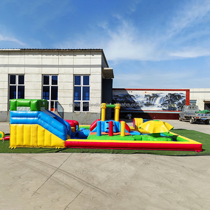 <span class=keywords><strong>Piscine</strong></span> gonflable colorée pour l'intérieur et l'extérieur avec toboggan, parcours d'obstacles, toboggan aquatique, maison de jeu pour enfants, aire de jeux - Product Image 3