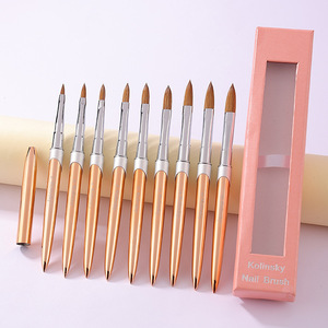 Pinceau à ongles ovale en acrylique 100% Kolinsky avec logo personnalisé, manche en métal, marque privée, pinceau en poils de zibeline - Product Image 2