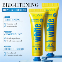 Dentifrice éclaircissant OEM Sadoer à l'extrait de jasmin pour une haleine fraîche longue durée et des soins bucco-dentaires quotidiens, format voyage 30g