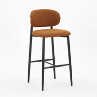 Sgabello da Bar Moderno all'Ingrosso, Sedia da Bar in Tessuto Beige con Schienale e Gambe in Metallo per Ristoranti e Cucine