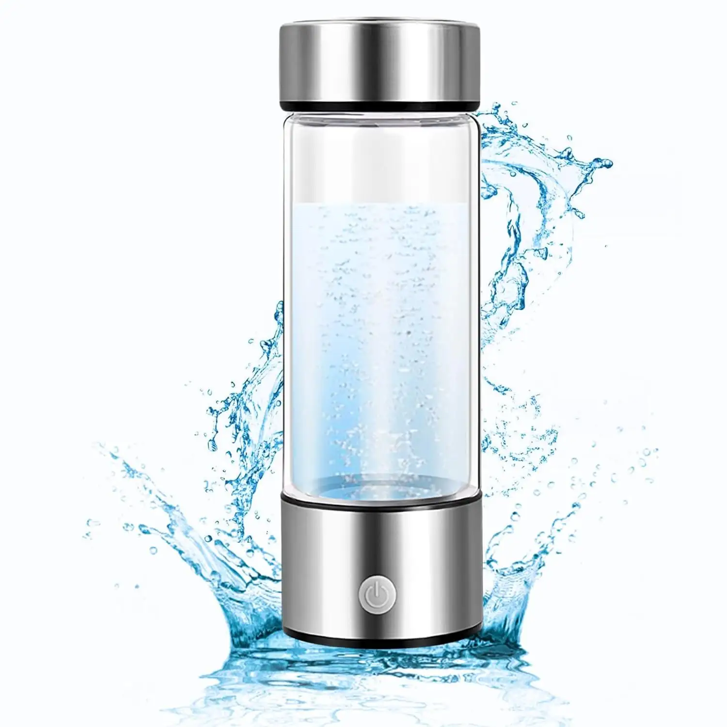 420 мл стаканчики для воды, прозрачные, перезаряжаемые, с USB, для быстрого электролиза, обогащенного водородом, генератор воды, серебро