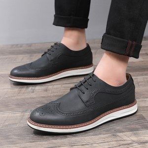 Chaussures habillées pour hommes Chaussures d'affaires formelles en cuir Oxford <span class=keywords><strong>Derby</strong></span> Brogue Chaussures habillées rétro à bout d'aile pour hommes - Product Image 6