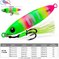NOUVEAU Leurre de pêche en métal pour bateau, type jig, lumineux, 30g-100g, pour pêche en eau profonde, au bar et en eau salée, avec double hameçon