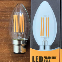 B22 Baïonnette LED Ampoule Filament Bougie Ampoule Blanc Chaud C35 Forme Bullet Top Incandescent Équivalent Non dimmable