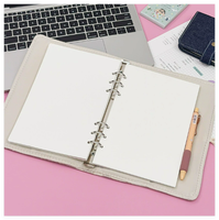 Carnet à feuilles mobiles A5 en tissu, fait main, imprimé dessin animé, en forme de cœur rose, pour filles, étudiantes, prise de notes, intérieur détachable