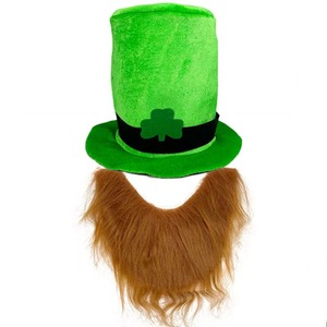 St Patrick's Day Party Festival Suit <strong>Green</strong> <strong>Cowboy</strong> <strong>Hat</strong> with Irish Clover Bearda Top <strong>Hat</strong> Adult Outdoor Decorations - Product Image 4
