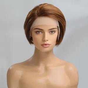 light brown lace front wigs human hair 100% remy hair 8 inch russia short bob wigs wholesale cheap human hair wigs glueless