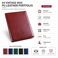 Portafolio de Cuero PU con Logotipo Personalizado, Estilo Vintage A4, Bolsa para Documentos de Negocios, Carpeta de Oficina Premium para Presentaciones y Reuniones, Venta al Por Mayor