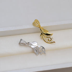 Pendentif en argent S925 fait main avec perle baroque, collier de perles irrégulières tendance, composant de bijoux vide pour femme 1404 - Product Image 4