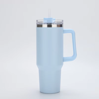 Cangkir Es Vakum Stainless Steel 40oz Generasi Kedua Lintas Negara dengan Sedotan, Desain Minimalis Modern, Dapat Dikustomisasi, Portabel 6-12
