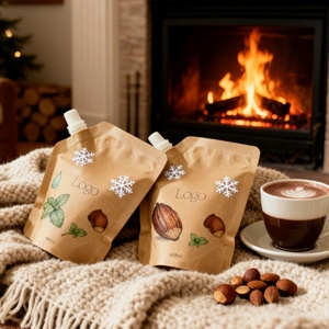 Custom Printed 50ml 500ml Kraft Paper Recyclable Spout Pouch Stand up Bag Liquid Food Juice Sauce <b>Jam</b> Liquid Refill Packaging - Product Image 3