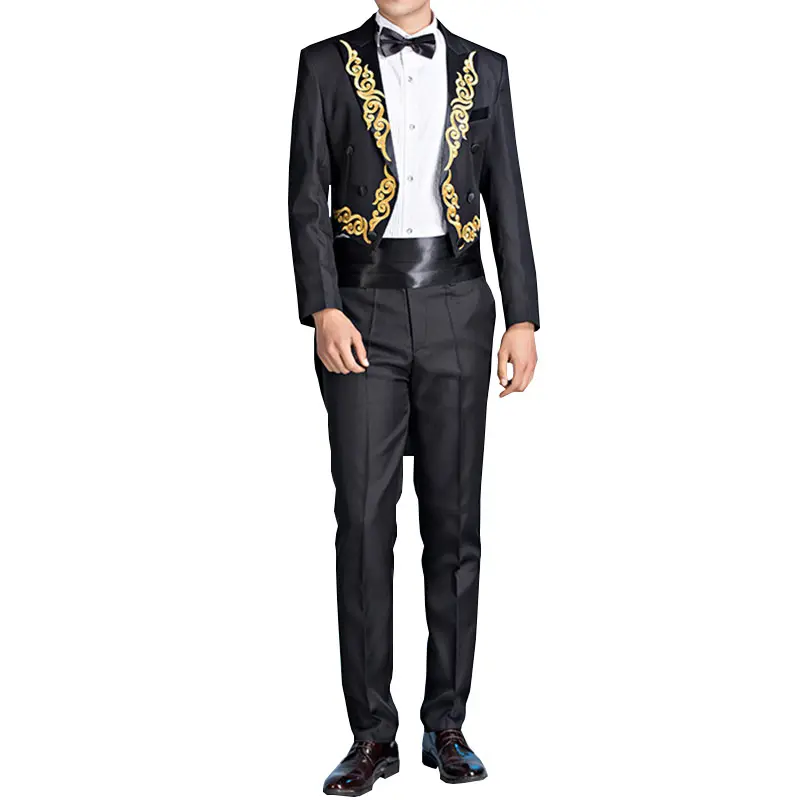 Vest YYI Mens 3 Pieces Tailcoat Suit Set Business Tuxedo for Men Jacket Suit Pants 