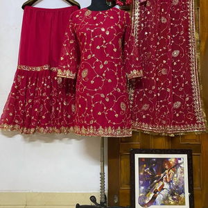 ตู้เสื้อผ้าชาติพันธุ์จากนักออกแบบอินเดียแบบดั้งเดิมกางเกงคอร์ติสพร้อมชุดดูปัตต้างานกระจกคอลเลกชันล่าสุดสําหรับผู้หญิงและเด็กผู้หญิง - Product Image 1