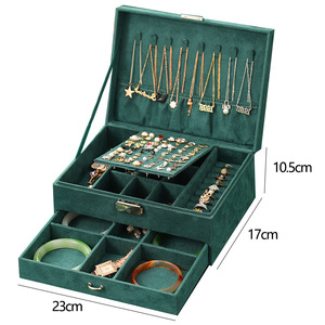 Velvet Jewelry Storage Box New Hot Sale Double Large Box Ring Necklace Bracelet Jewelry Set Box