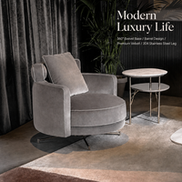 Fauteuil pivotant moderne en tissu rembourré, forme tonneau arrondi, pour villa, hôtel, salon, meuble d'appoint