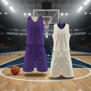 Maillot de <span class=keywords><strong>basket</strong></span>-ball réversible pour homme en maille 100% polyester personnalisé, col en V, surdimensionné, sans manches, respirant, séchage rapide - Product Image 2