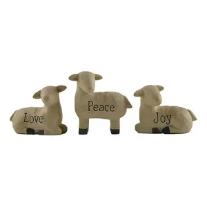 热卖手工动物雕像装饰宗教绵羊套装树脂工艺宗教圣诞羊俑