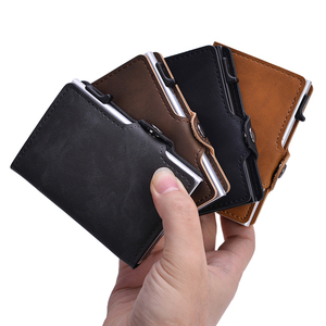 High Quality Pu Vintage Leather Business Bank Credit Card Smart <b>Wallet</b> RFID Protection Popup Card <b>Holder</b> Tarjetero De Cuero - Product Image 6