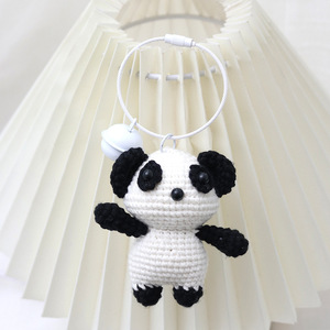 Llaveros de panda, muñecos de hilo tejidos a mano, venta al por mayor, lindos dijes de dibujos animados para bolsos, juguetes de peluche, pequeños adornos - Product Image 2