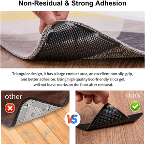 Sujetadores de Esquinas para Alfombras Triangulares, Reutilizables, Lavables, Antideslizantes, Evitan que las Esquinas se Enrollen, Alternativa Segura a la Cinta Adhesiva para Alfombras - Product Image 3