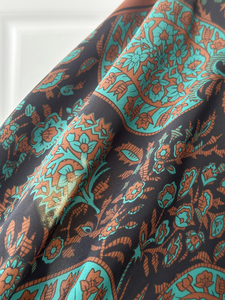 Ensemble élégant de kaftan en satin de polyester à imprimé paisley vintage, deux pièces, robe longue modeste pour femmes, avec hijab assorti - Product Image 5
