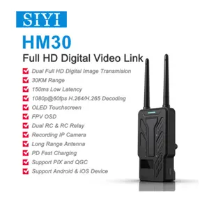 Siyi-reproductor multimedia Full Hd con pantalla táctil de 1080P y 60fps, autorradio con pantalla táctil Oled, 150Ms, Fpv, osd, 30Km, HM30