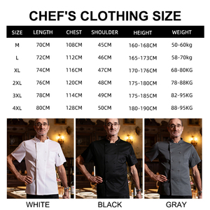 Abbigliamento da Chef di Alta Gamma, Uniforme da <span class=keywords><strong>Cuoco</strong></span> Personalizzata a Doppio Petto con Maniche Corte, Logo Stampato o Ricamato, Uniforme da Lavoro per Hotel - Product Image 5