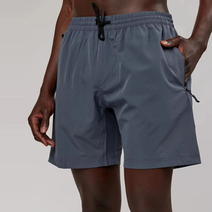 Pantalones Cortos Deportivos Personalizados para Hombre, de Poliéster, con Bolsillos con Cremallera, Impermeables, Color Gris - Product Image 1