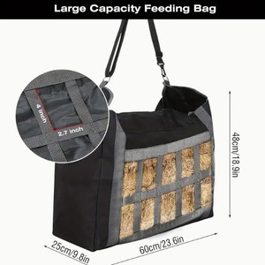 Large Capacity Hay Feeding Bag 60cm X 48cm X 25cm For Horse Livestock Feed <b>Storage</b> <b>Pan</b> Feeder Black 600d Material - Product Image 1