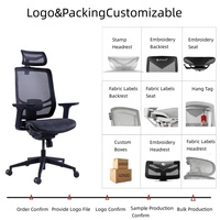 Chaise de bureau ergonomique moderne pivotante avec dossier dynamique, soutien lombaire réglable, accoudoirs 4D et maille respirante pour espace de travail professionnel
