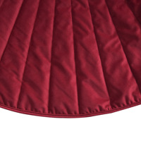 Jupe de sapin de Noël matelassée rouge en polyester de 48 pouces avec col – Marque Lanhe – Vente en gros