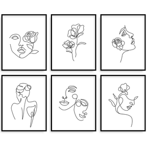 Tranh vẽ nghệ thuật trừu tượng tối giản, phong cách thời trang đơn giản, khuôn mặt phụ nữ đen trắng trên vải canvas, tranh nghệ thuật thẩm mỹ treo tường - Product Image 4