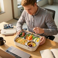 Boîte à lunch bento en acier inoxydable 304, compartiment anti-fuite, grande capacité, pour l'école, le bureau, OEM ODM