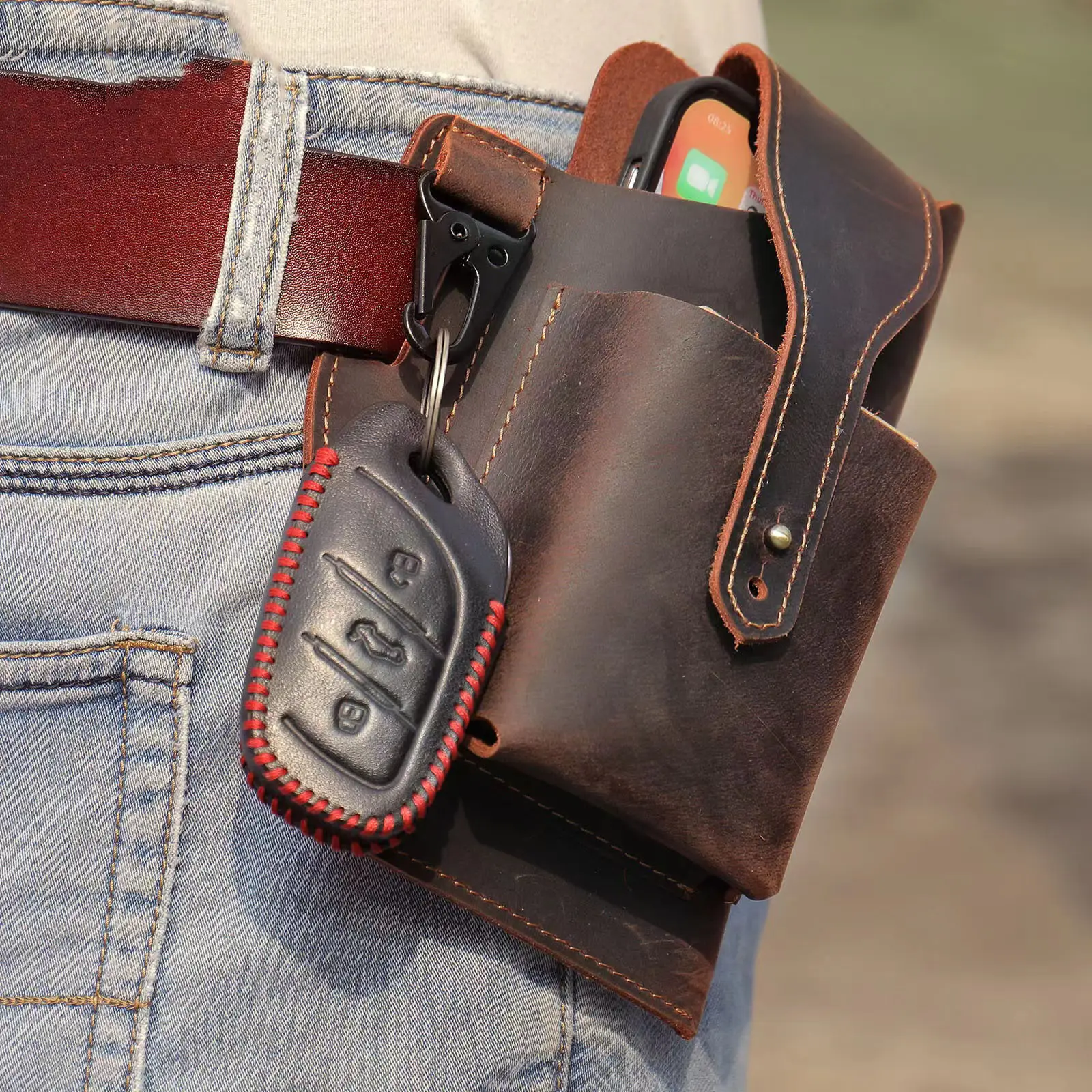 Leather Mobile Phone Bags Cell Phone Pouch for Men Bet Loop Multitool Sheath Leather Phone Holster