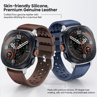 Bracelet en cuir respirant et durable avec maille en silicone pour Samsung Galaxy Watch 9 Ultra 2, bracelet de montre universel pour homme en cuir